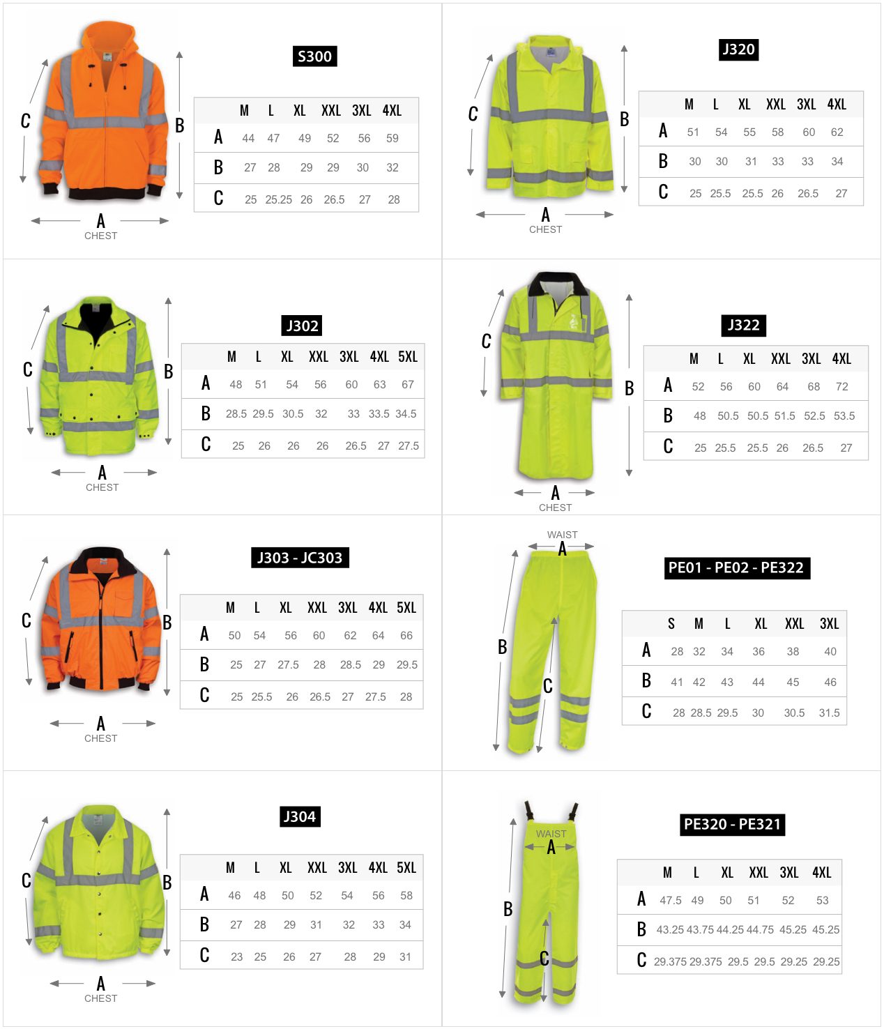 HiVis Size Chart R & R Industries, Inc.